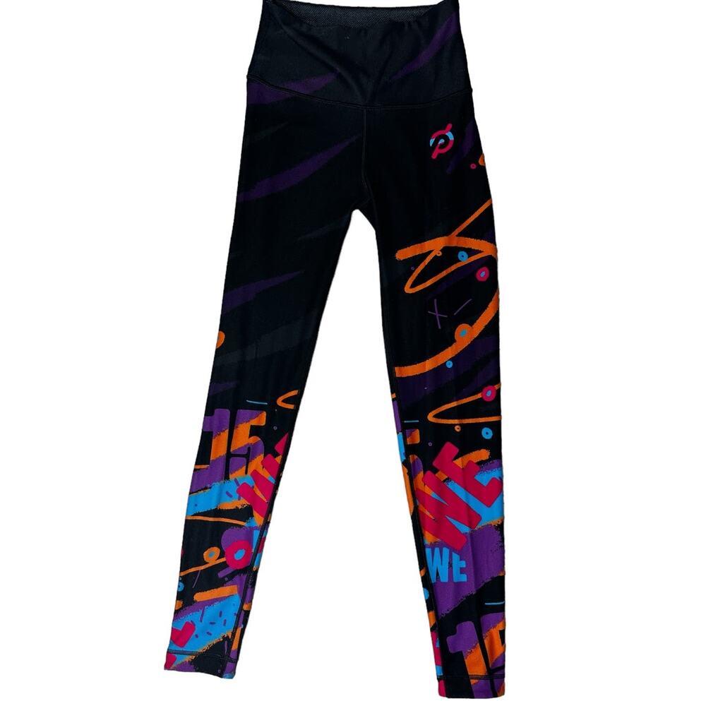 Peloton x WITH collab Women's Leggings Black w/ multicolored‎ design Size Small